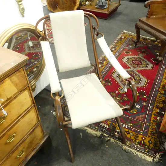 ANTIQUE BENTWOOD CAMPAIGN ARMCHAIR