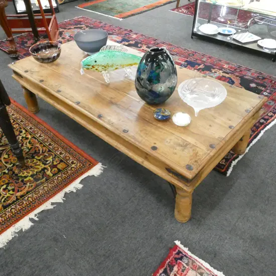 RAJISTANI HARDWOOD & METAL FITTED LARGE COFFEE TABLE 1500x750x400mm