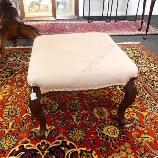VICTORIAN STOOL, PINK VELVET UPHOLSTERY 530x560x430mm