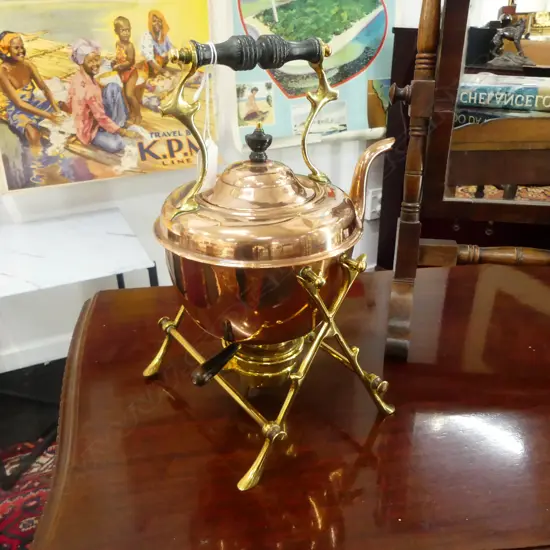 COPPER & BRASS SPIRIT KETTLE
