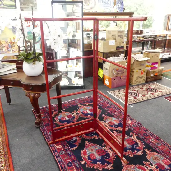 VINTAGE JAPANESE RED LACQUER FOLDING CLOTHES STAND W.1500mm H.1540mm