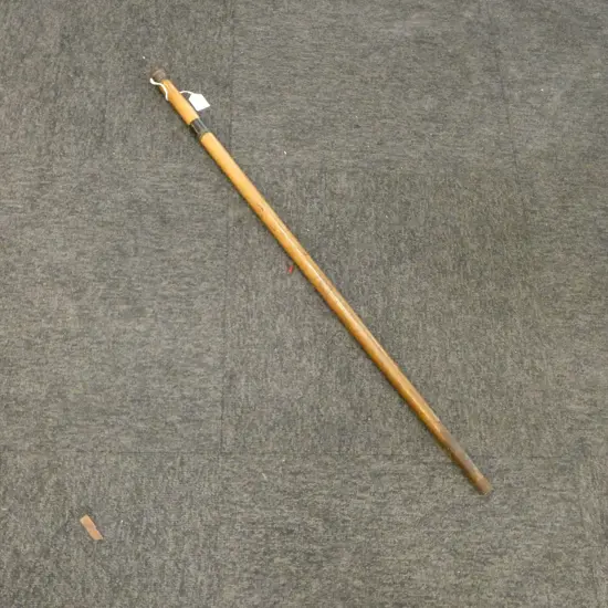 EDWARDIAN WALKING STICK w. CONCEALED GLASS SPIRIT BOTTLE PHIAL L.885mm