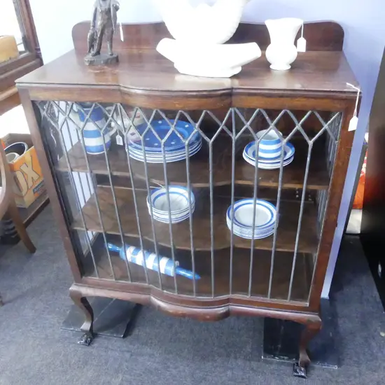 OAK CHINA CABINET (1 BREAK TO GLASS) 920x430x1250mm