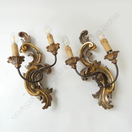 PR GILT PLASTER 2 BRANCH SCONCES H.460mm