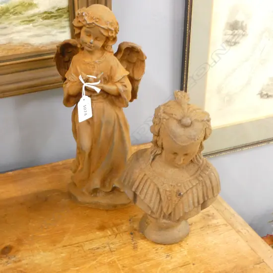 CAST IRON BUST & ANGEL H.300mm
