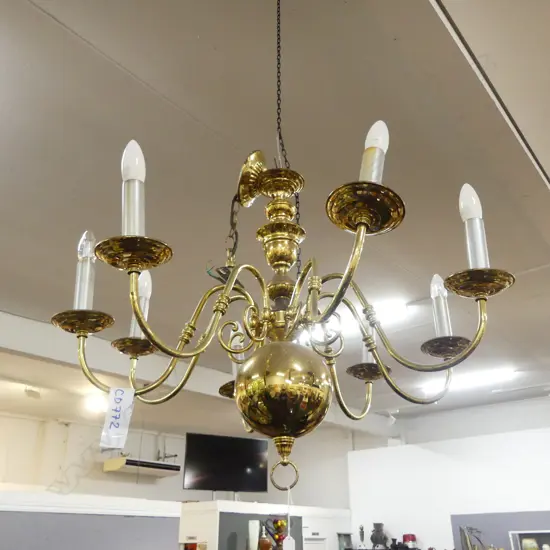 LG BRASS 8 ARM CHANDELIER W.830mm H.700mm