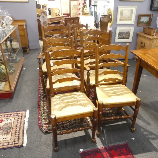 8 LADDER BACK REPRODUCTION CHAIRS 