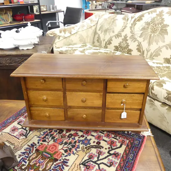TEAK SPICE BOX w 9 DRAWERS 620 x 300 x 340mm