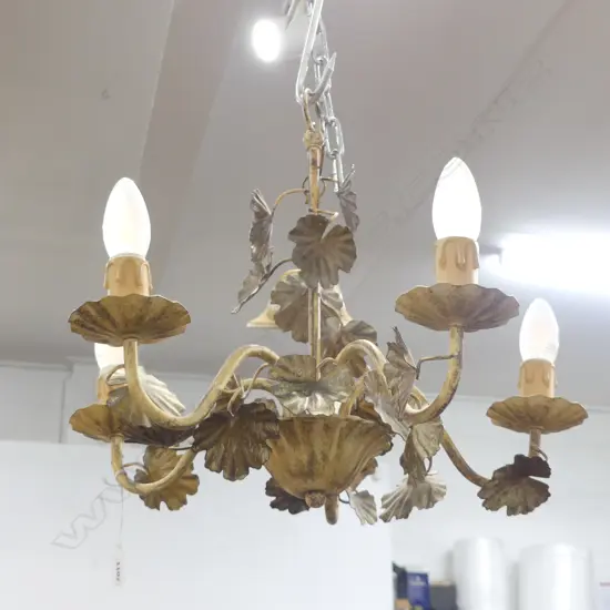 SMALL METAL 5 BRANCH CHANDELIER W.450mm H.560mm