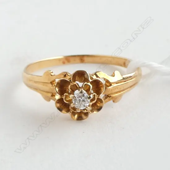 VINTAGE 14ct GOLD & DIAMOND SOLITAIRE RING 1.5gms SIZE L