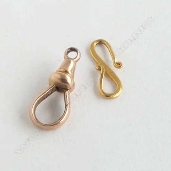 9ct ROSE GOLD 'DOG' CLIP  for a fob chain 1.4gms + 22ct chain S-CLIP 0.6gms