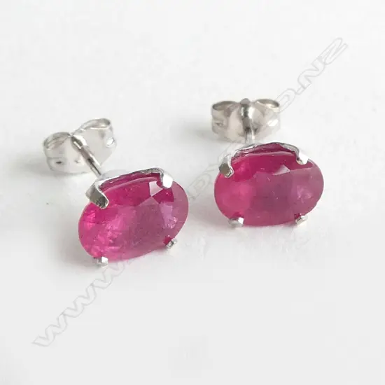 14CT WHITE GOLD AND RUBY STUD EARRINGS