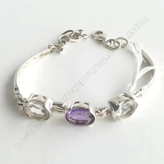 SILVER AMETHYST & CRYSTAL BRACELET