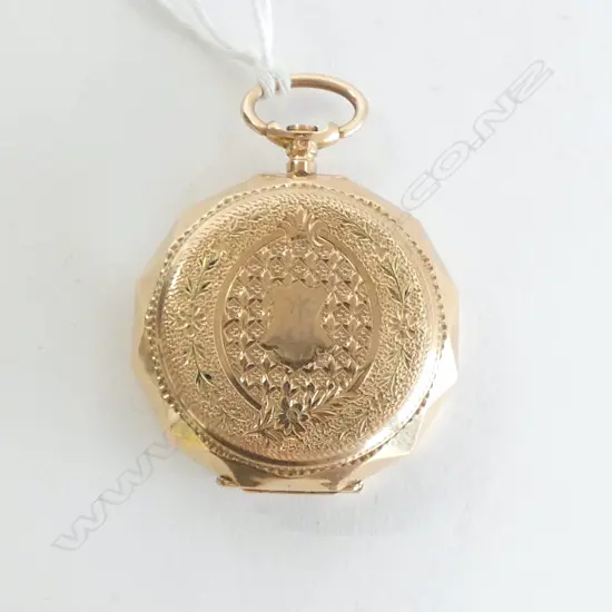 14ct GOLD early 20thC ladies POCKET WATCH 32.2grms dust cover is gold