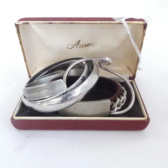 5 ASST. SILVER, STAINLESS & SILVER PLATE BRACELETS