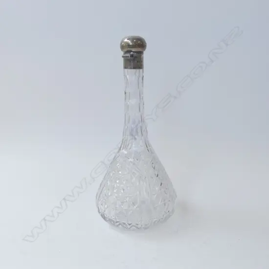 STG SILVER CAPPED CUT CRSTAL BOTTLE, SHEFFIELD 1992, H.290mm