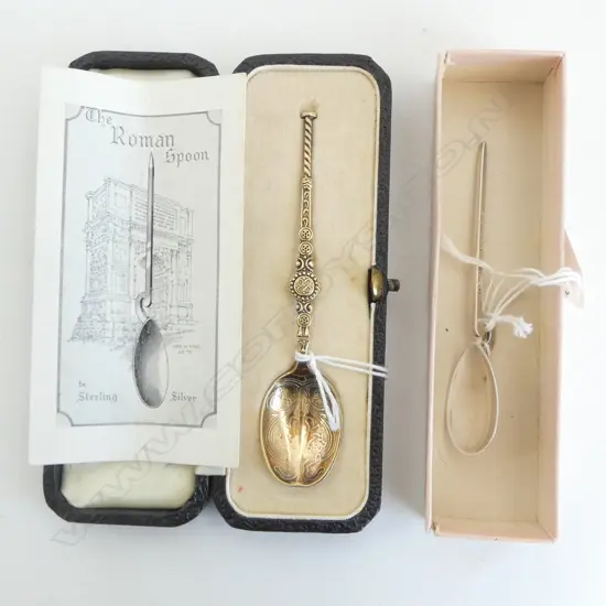 EDWARD VIII BOXED GILDED STG SILVER CORONATION SPOON, B'HAM 1936-7, 11gms + STG SILVER 'THE ROMAN SPOON' B'HAM 1960,7gms
