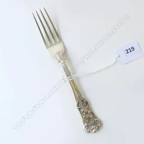 VICTORIAN SILVER BERRY FORK fancy cast & chased decoration L1845 by Samuel Hayne & Dudley Cater 57.7gms