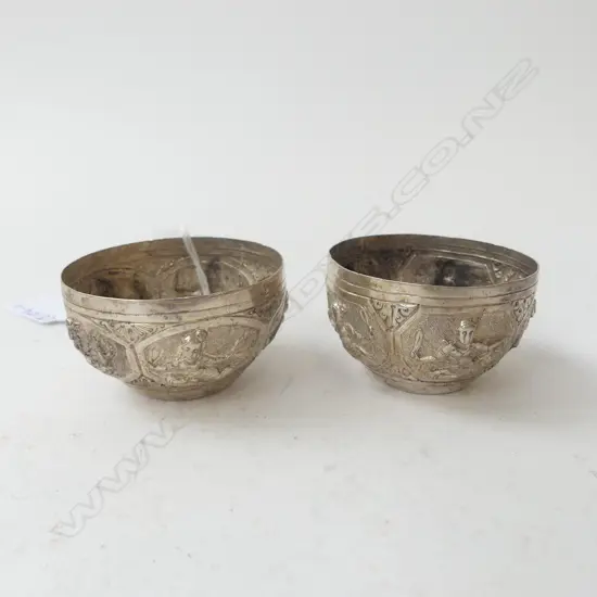 PR SILVER? METAL ORIENTAL BOWLS Dia.65mm