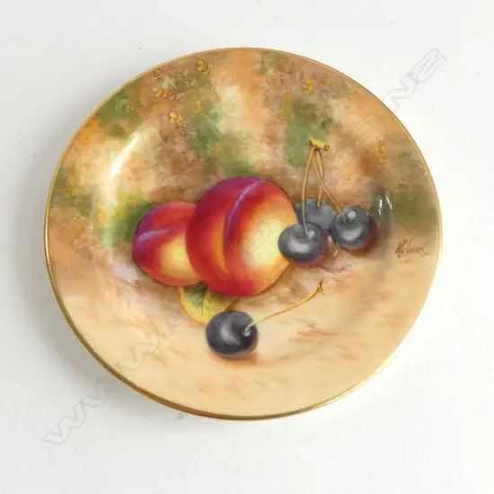 ROYAL WORCESTER HANDPAINTED PIN DISH; Signed, Dia.90mm