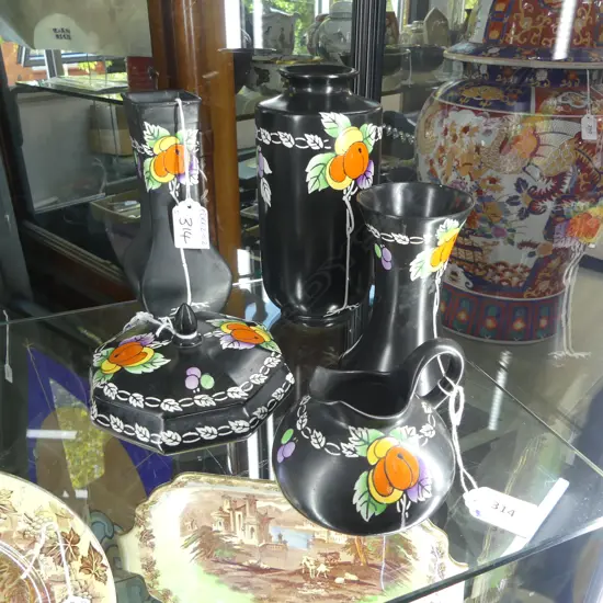 5 PCES SHELLEY ART NOUVEAU CHINA (SOME FAULTS) H.130mm