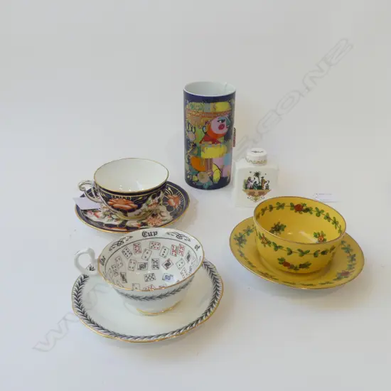 3 FANCY CHINA C/S + ROSENTHAL VASE by BJORN WIINBLAD H.140mm & OTHER 