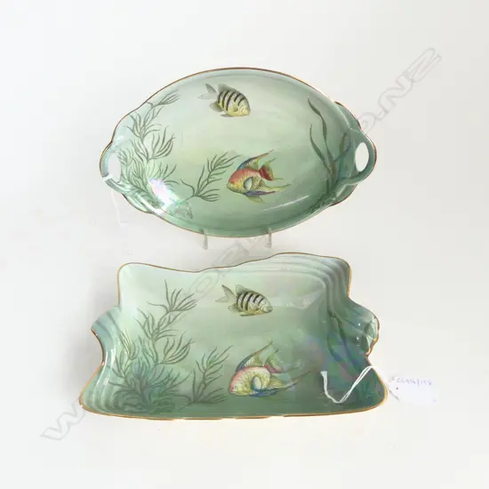2 R/WINTON LUSTER CHINA FISH PAT PLATES L270MM LONGEST