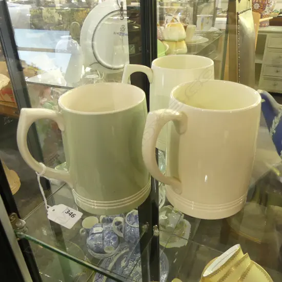 3 WEDGWOOD KEITH MURRAY TANKARDS H.125mm