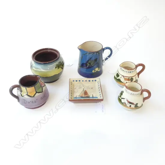 COLLECTION 6PCS TORQUAY POTTERY BOWL DIA160 DISH 90MM & 4 JUGS 80MM TALLEST