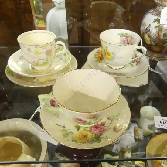 ROYAL DOULTON 'ORCHID' TRIO, ROYAL DOULTON 'MOSS ROSE' C/S + TUSCAN CHINA 'PLANT' TRIO