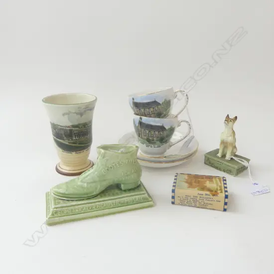 BOOTE'S TILES ADVERTISING, W TUCKERBOX WARE, 2 ROYAL GRAFTON N.Z. C/S & WELLINTON NATIONAL MUSEUM CUP H.100mm