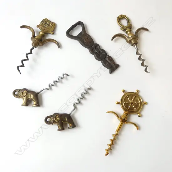 6 ASST. VINTAGE METAL BOTTLE OPENERS Incl.'KIA ORA' N.Z.