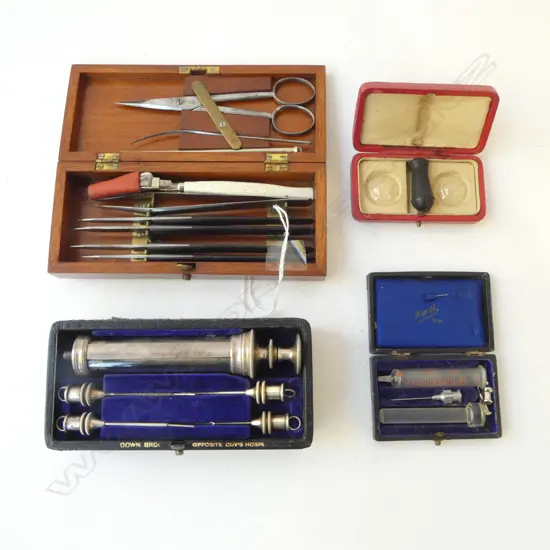 VINTAGED CASED SYRINGE SET w. 3 OTHER CASED Incl. VANITY SET