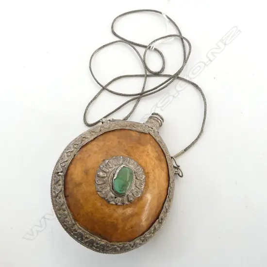 NEPALESE BONE (GOAT) & SILVER METAL PENDANT NECKLACE