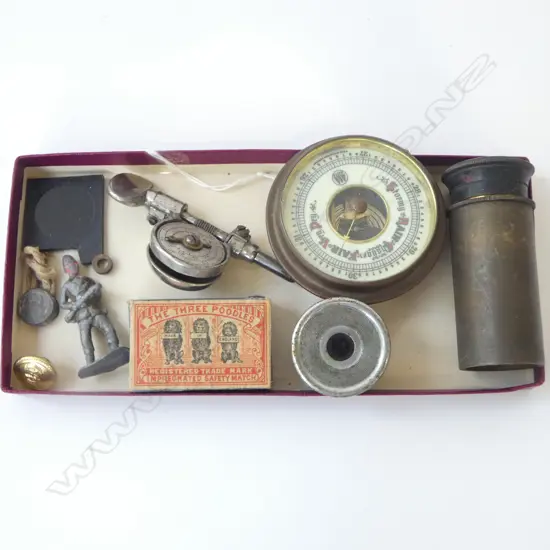 GERMAN BAROMETER, GREENE TWEED SPEED INDICATOR, LENSES ETC 