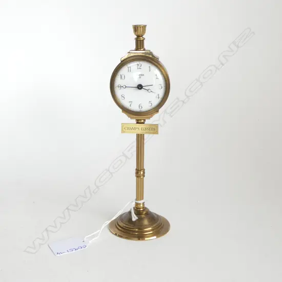 BRASS CASED SWIZA 8 'CHAMPS ELYSEES' MINIATURE CLOCK H.200mm