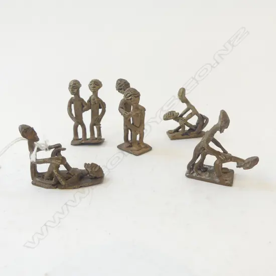 FIVE BRONZE MINIATURE EROTIC FIGURES H.55mm