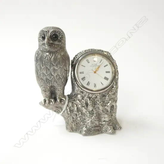 ROYAL SELANGOR PEWTER OWL CLOCK H.130mm