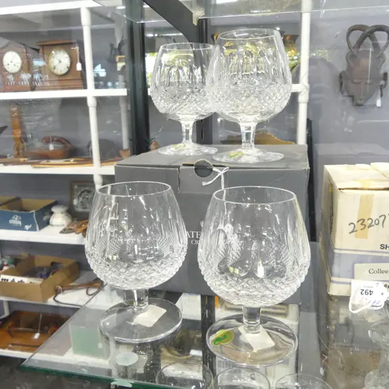 Boxed set 4 Irish Waterford crystal 'Colleen' Brandy Balloons 