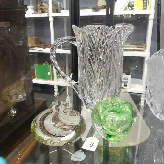 NORITAKE CUT CRYSTAL JUG H.205mm + GLASS APPLE & OTHER