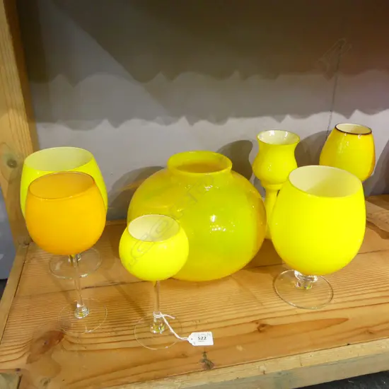 7 PCES YELLOW MURANO GLASS H.230mm