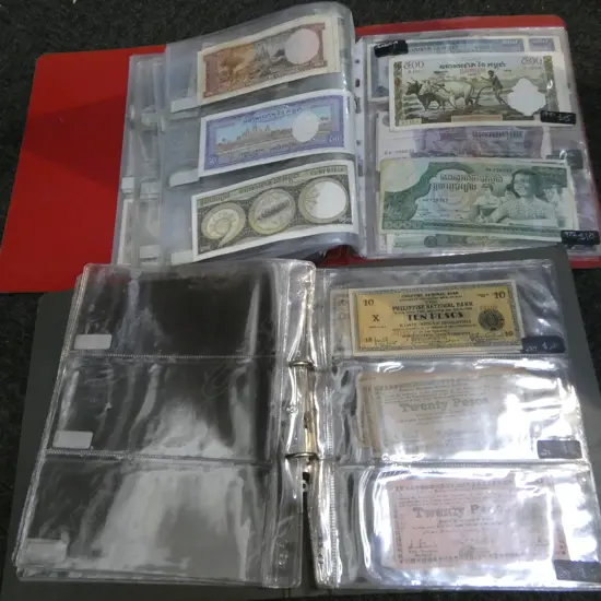 2 FOLDERS ASST. WORLD BANK NOTES