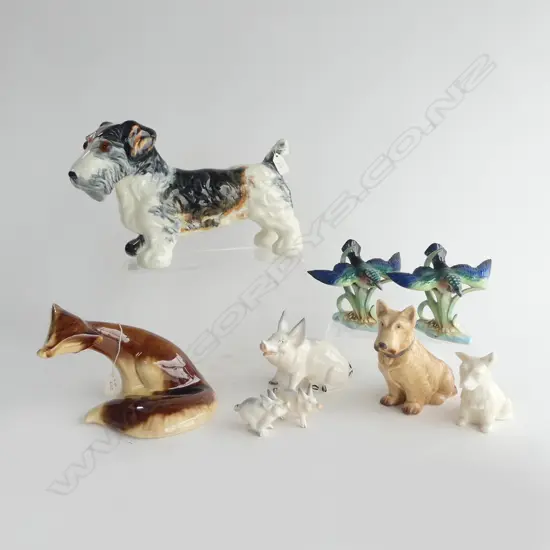 9 PCES. ASST. CHINA ANIMALS Incl. BESWICK, SYLVAC, CROWN DEVON etc