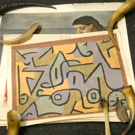 THREE PAUL KLEE PRINTS + PICASSO 'MOTHER & CHILD' CHICAGO ART INSTITUTE PRINT, LARGEST 725x560mm