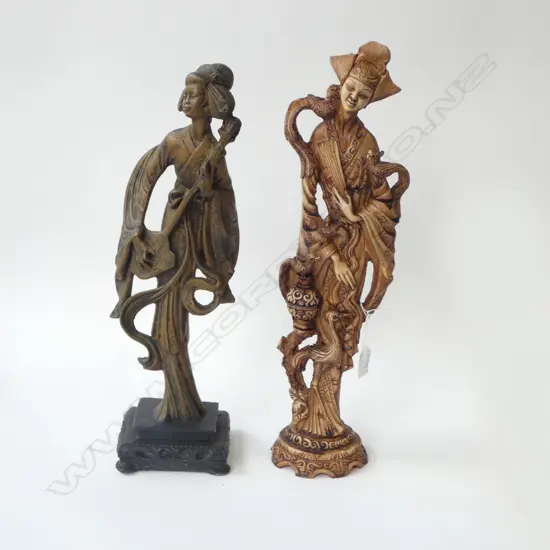 2 ORIENTAL RESIN FIGURINES H.475mm