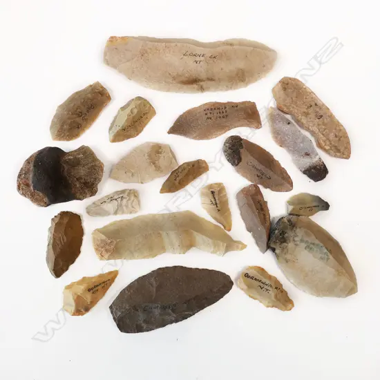 Twenty Aboriginal flaked stone tools