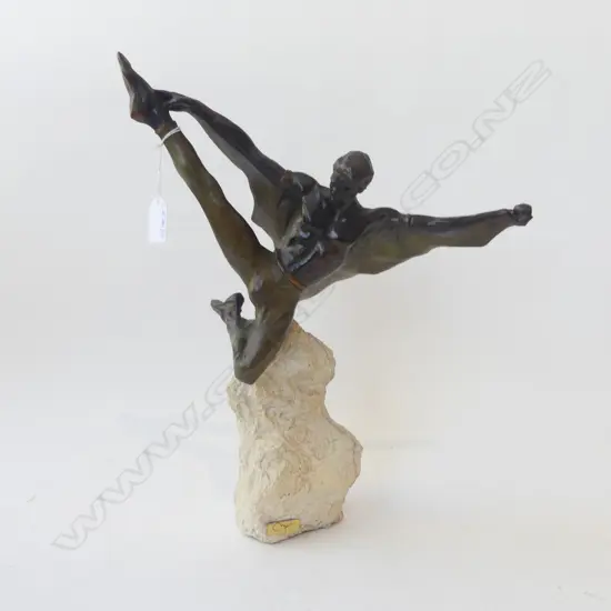 BRONZED RESIN MALE BALLET DANCER SCULPTURE H.385mm