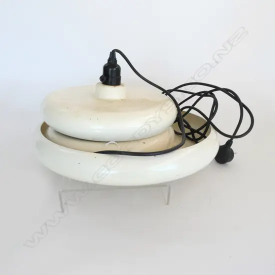 3 VINTAGE SCANDINAVIAN WHITE ENAMEL LIGHT FITTINGS 405mm dia