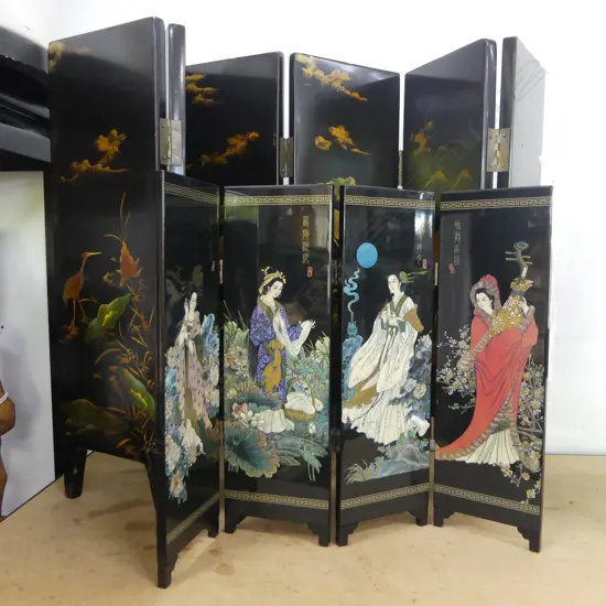 2 SMALL ORIENTAL SCREENS; 6 PANEL H.355mm, 4 PANEL H.240mm