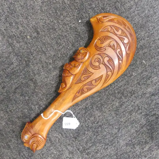 CARVED WOODEN MAORI CLUB L.350mm